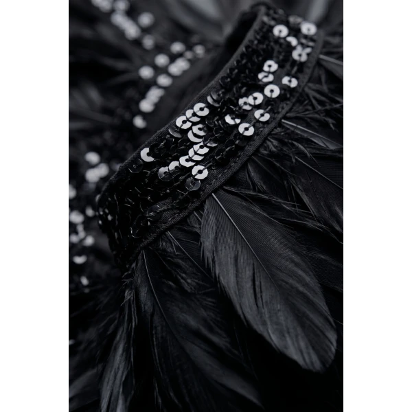 LOULOU Black Feather Sequin Peplum Top | Tops | Coveti