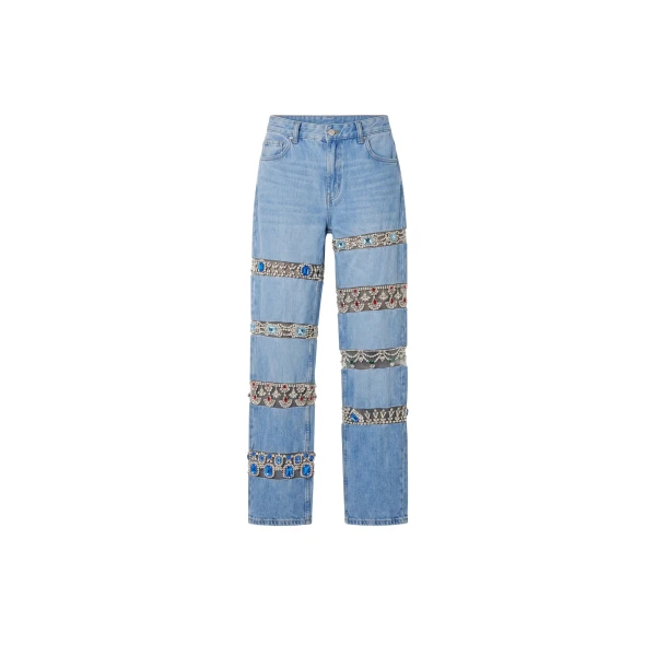 Blue Crystal Denim Jeans