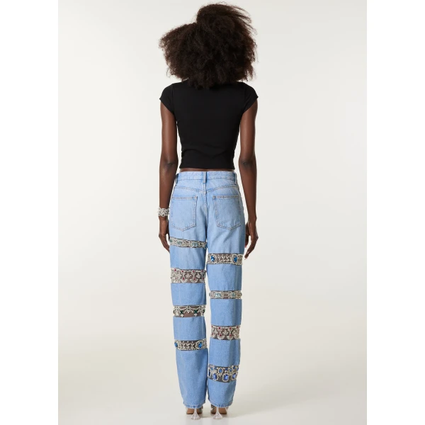 LOULOU Blue Crystal Denim Jeans | Denim | Coveti