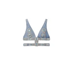 LOULOU Camille Aqua Denim Top | Tops | Coveti