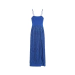 LOULOU Cobalt Crystal Fringe Maxi Dress | Maxi Dresses | Coveti