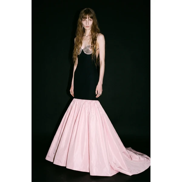 LOULOU Contrast Mermaid Gown | Evening Gowns | Coveti