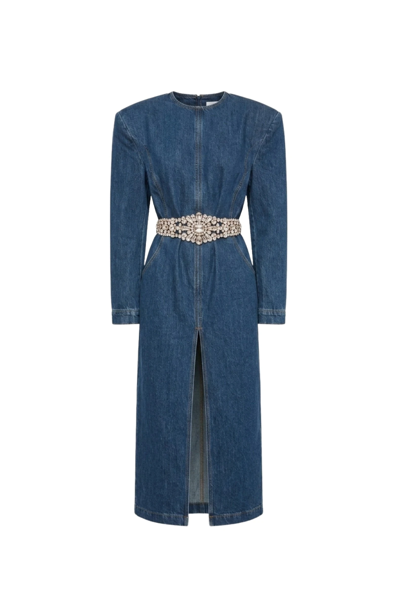 LOULOU Crystal Belt Denim Dress 0 LOULOU Crystal Belt Denim Dress | Mini Dresses | Coveti