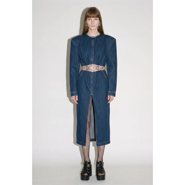 LOULOU Crystal Belt Denim Dress | Mini Dresses | Coveti