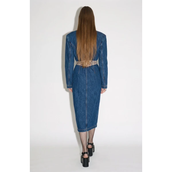 LOULOU Crystal Belt Denim Dress | Mini Dresses | Coveti