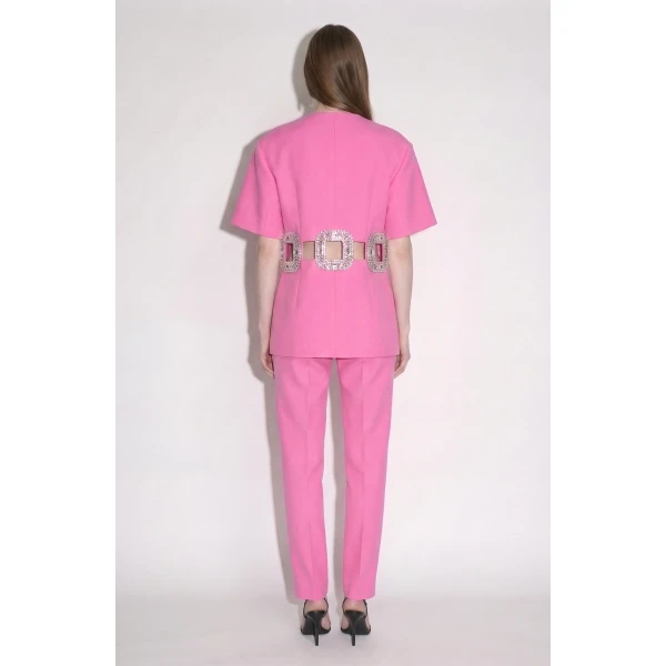 LOULOU Crystal Buckle Cut-Out Top | Tops | Coveti