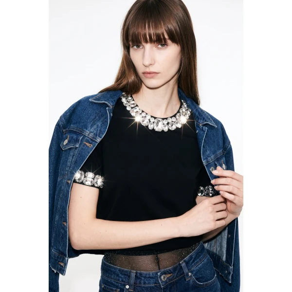 LOULOU Crystal-Collar T-Shirt | T-shirts | Coveti