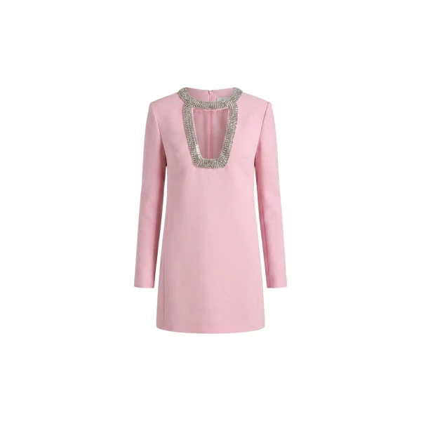 Crystal Cutout Mini Dress in Pastel Pink