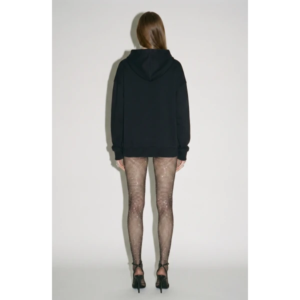LOULOU Crystal Drawstring Hoodie in Black | Hoodies | Coveti