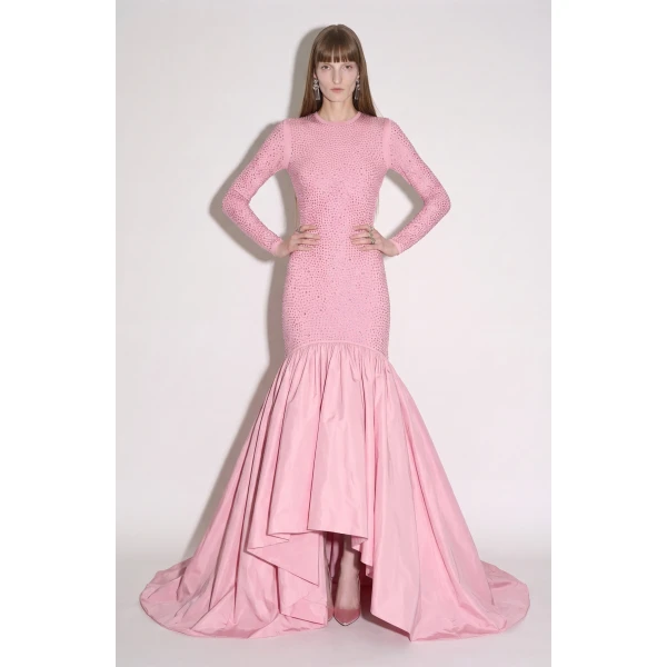 LOULOU Crystal Embellished High-Low Gown | Evening Gowns | Coveti