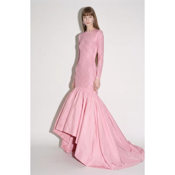 LOULOU Crystal Embellished High-Low Gown | Evening Gowns | Coveti