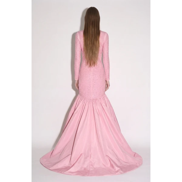 LOULOU Crystal Embellished High-Low Gown | Evening Gowns | Coveti
