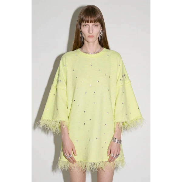 LOULOU Crystal Feather T-Shirt | T-shirts | Coveti