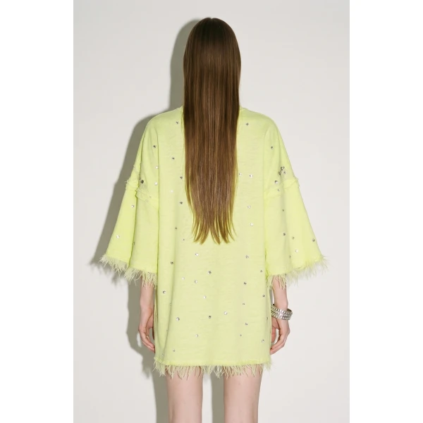 LOULOU Crystal Feather T-Shirt | T-shirts | Coveti