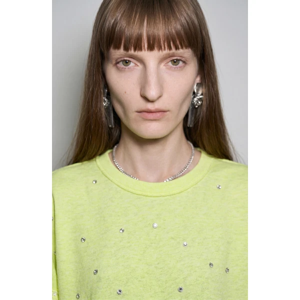 LOULOU Crystal Feather T-Shirt | T-shirts | Coveti