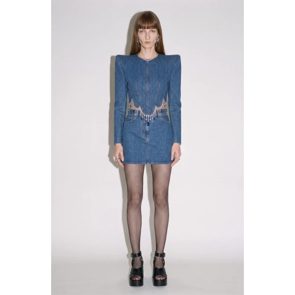 LOULOU Crystal Fringe Denim Top | Tops | Coveti