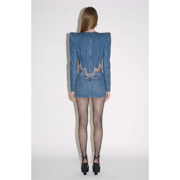 LOULOU Crystal Fringe Denim Top | Tops | Coveti