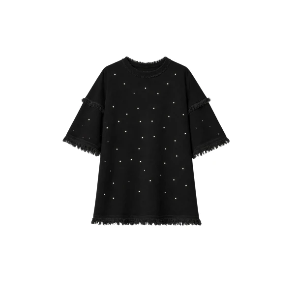 Crystal-Fringed Tee