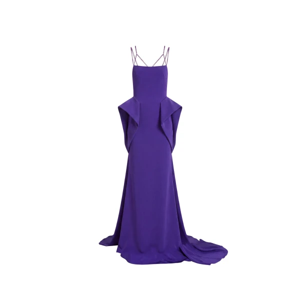 Crystal Strap Peplum Gown
