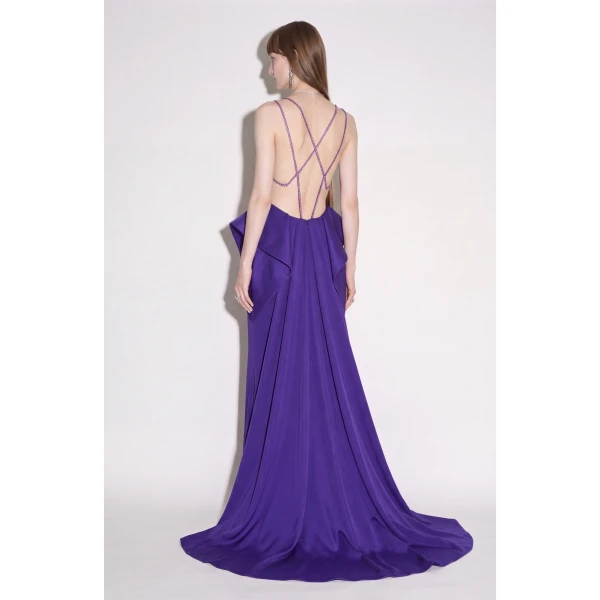 LOULOU Crystal Strap Peplum Gown | Evening Gowns | Coveti