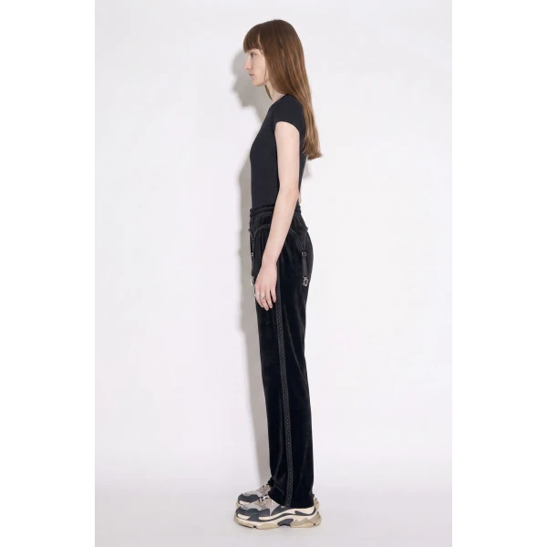 LOULOU Crystal Suspender Velvet Trousers | Tailored pants | Coveti