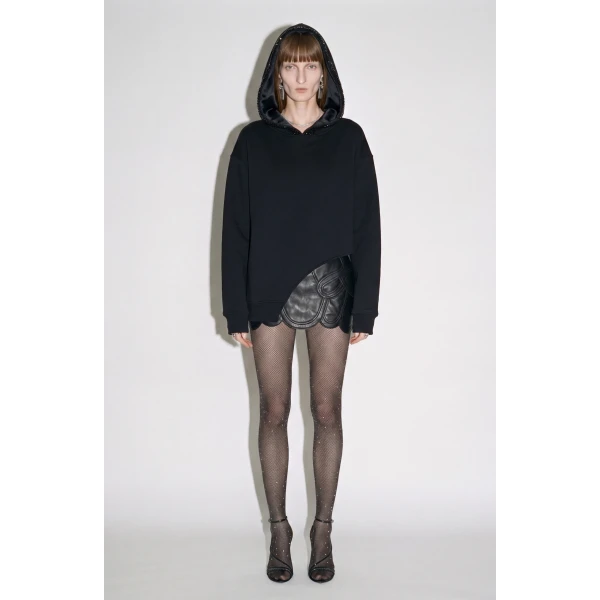 LOULOU Crystal Trim Asymmetrical Hoodie | Hoodies | Coveti