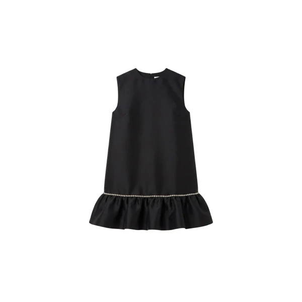 LOULOU Crystal Trim Mini Dress in Black | Mini Dresses | Coveti