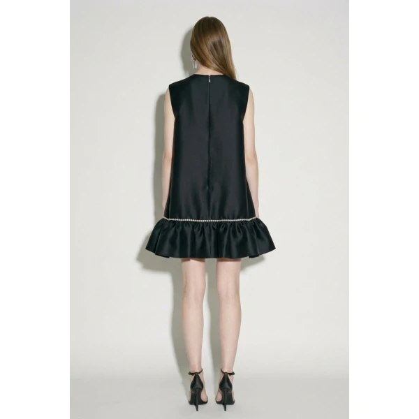LOULOU Crystal Trim Mini Dress in Black | Mini Dresses | Coveti