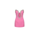 LOULOU Crystal Trim Mini Dress in Pink | Mini Dresses | Coveti