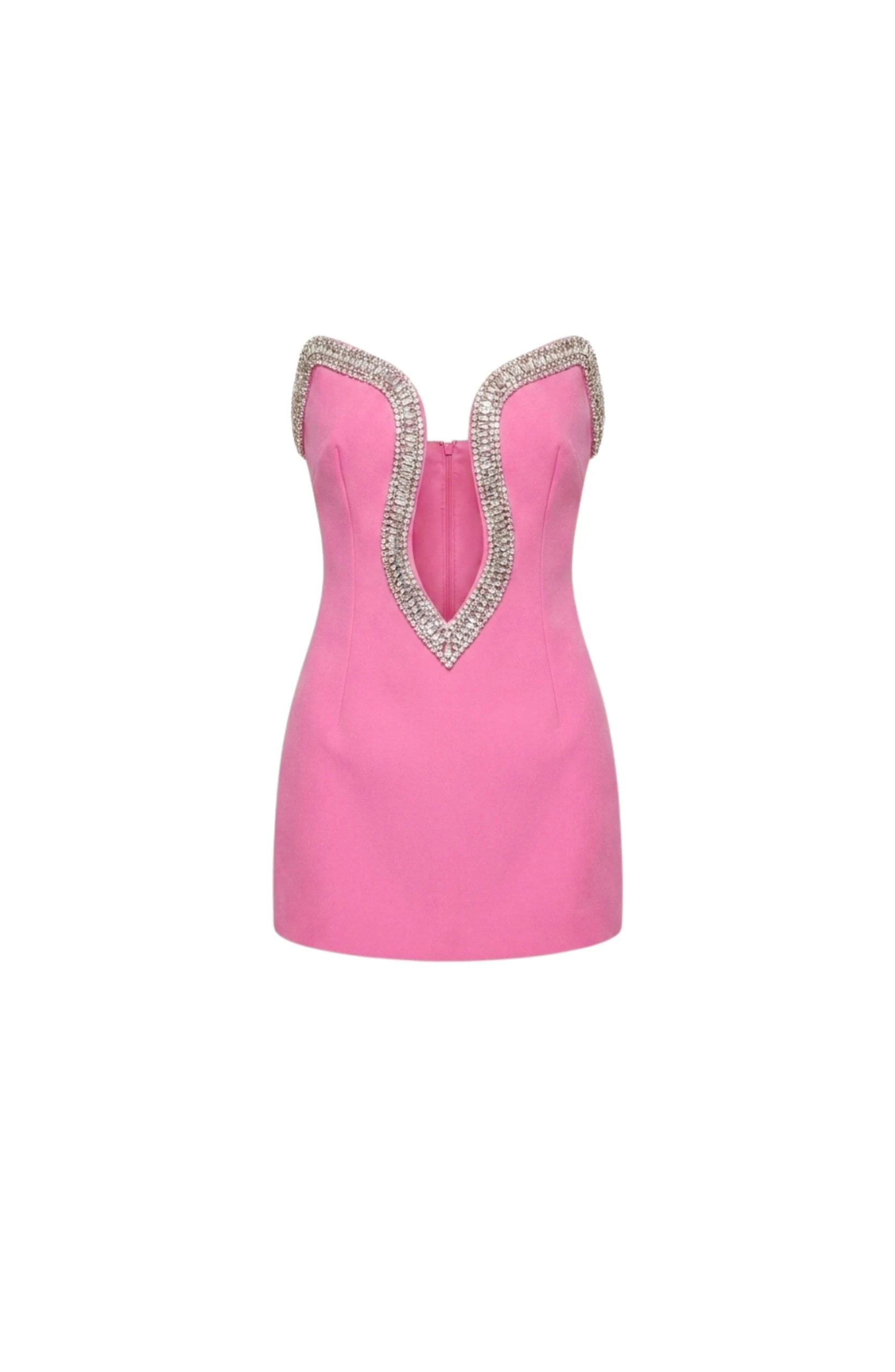 LOULOU Crystal Trim Mini Dress in Pink 0 LOULOU Crystal Trim Mini Dress in Pink | Mini Dresses | Coveti
