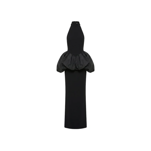 Crystal Trim Peplum Maxi Dress