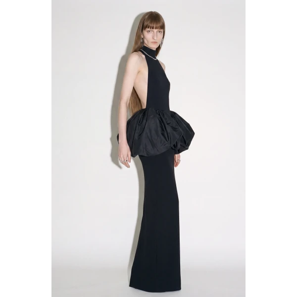 LOULOU Crystal Trim Peplum Maxi Dress | Maxi Dresses | Coveti