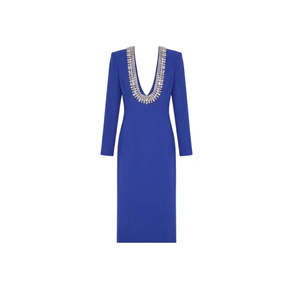 Crystal U-Neck Midi Dress