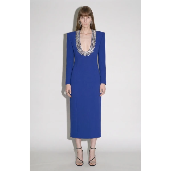 LOULOU Crystal U-Neck Midi Dress | Midi Dresses | Coveti