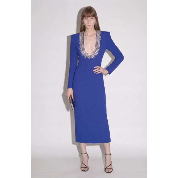 LOULOU Crystal U-Neck Midi Dress | Midi Dresses | Coveti