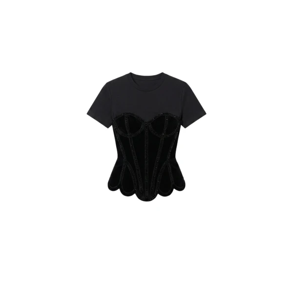 Crystal Velvet Corset T-Shirt