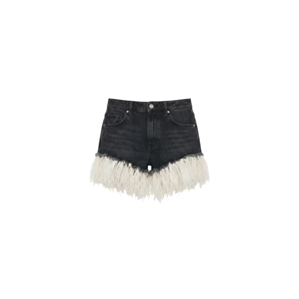 Denim Feather Trim Shorts