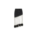 LOULOU Denim Fringe Midi Skirt | Coveti