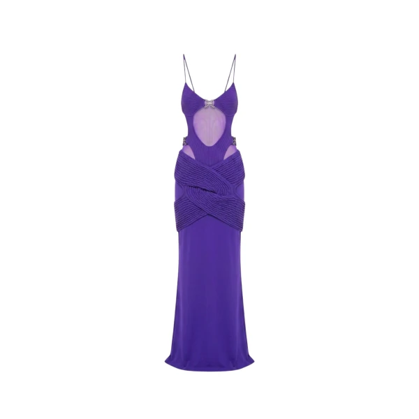 Draped Cut-Out Knit Gown