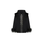 LOULOU Embellished Feather Trim Zip Hoodie | Hoodies | Coveti