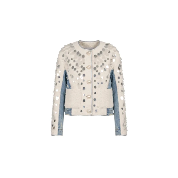 Embellished Panelled Cropped Jacket
