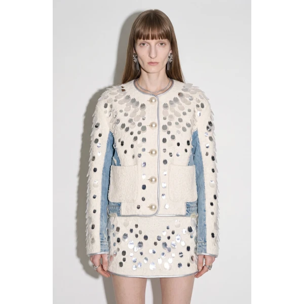 LOULOU Embellished Panelled Cropped Jacket | Jackets | Coveti