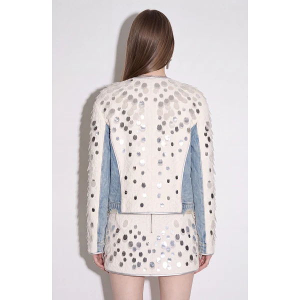 LOULOU Embellished Panelled Cropped Jacket | Jackets | Coveti