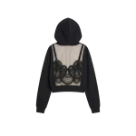 LOULOU Embellished Tulle Back Cropped Hoodie | Hoodies | Coveti