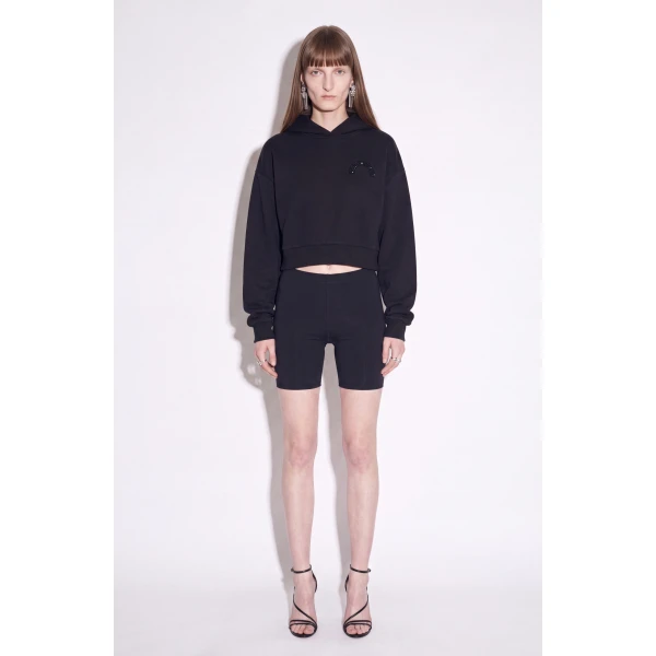 LOULOU Embellished Tulle Back Cropped Hoodie | Hoodies | Coveti