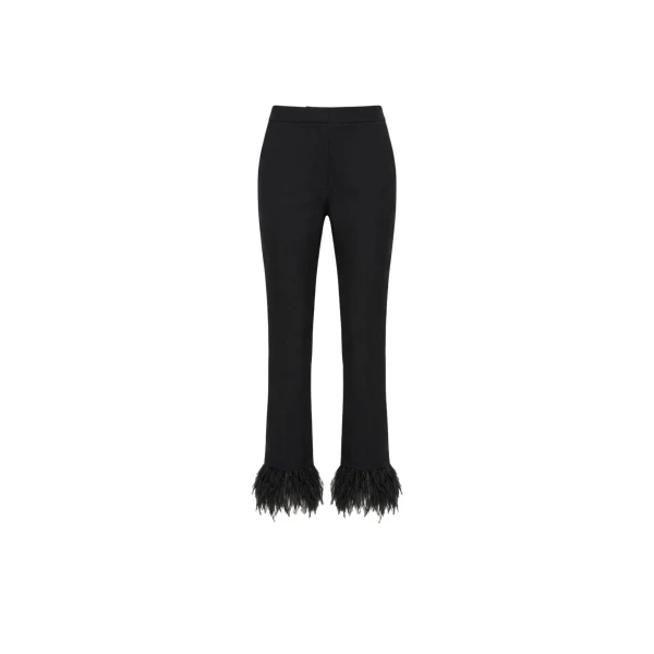 LOULOU Feather Trim Flared Trousers | Tailored pants | Coveti