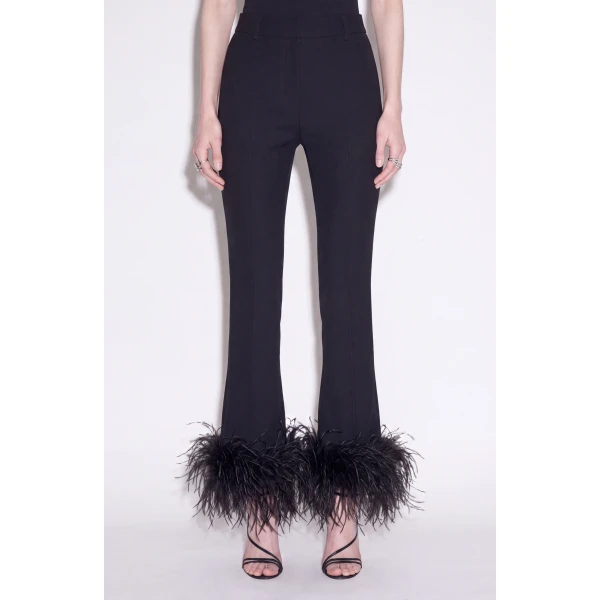 LOULOU Feather Trim Flared Trousers | Tailored pants | Coveti