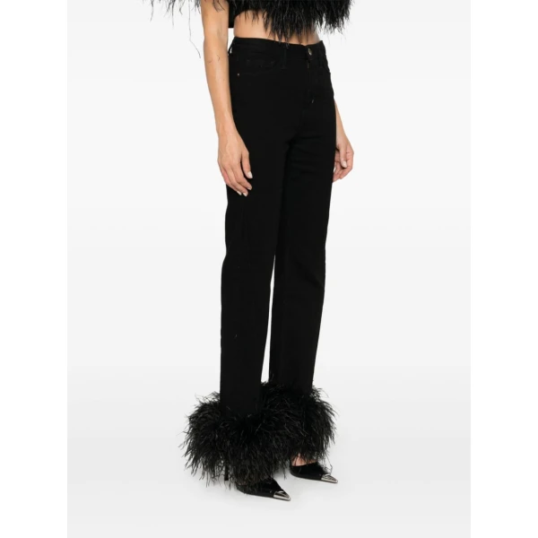 LOULOU Feather-Trim Jeans | Denim | Coveti