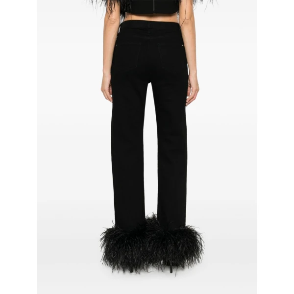 LOULOU Feather-Trim Jeans | Denim | Coveti