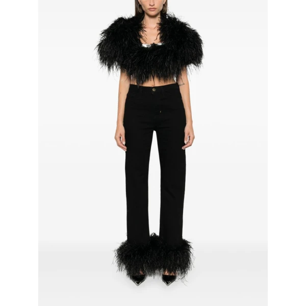 LOULOU Feather-Trim Jeans | Denim | Coveti